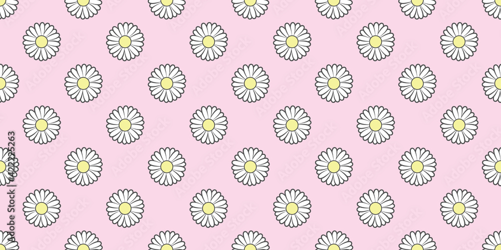 Blue floral daisy repeat pattern, flower vector background Blue floral daisy repeat pattern, flower vector background