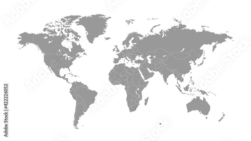 World map on white background. World map template with continents, North and South America, Europe and Asia, Africa and Australia © ribelco