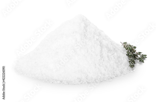 Heap of salt on white background