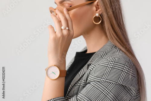 Woman with stylish wrist wa...