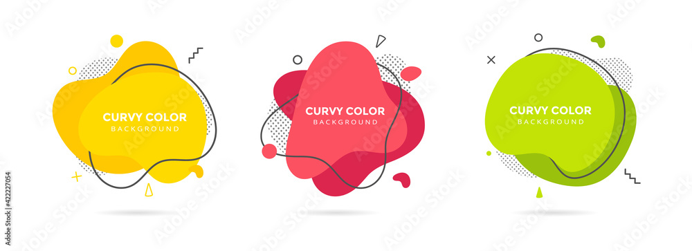 Foto 3 Modern liquid irregular amoeba blob shape abstract elements graphic flat style