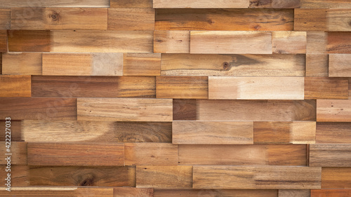 Abstract pattern of many timbers in different levels on the wall for wooden background design concept