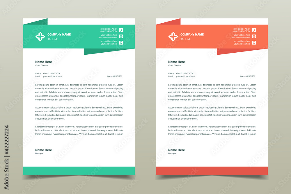 Letterhead design template. Creative and elegant modern business A4 letterhead template for your project design. Illustration vector Letterhead design template. Creative and elegant modern business A4 letterhead template for your project design. Illustration vector