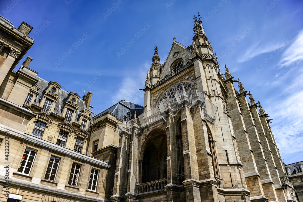 Paris, France - July 18, 2019: Sainte Chapelle royal chapel in Paris, France