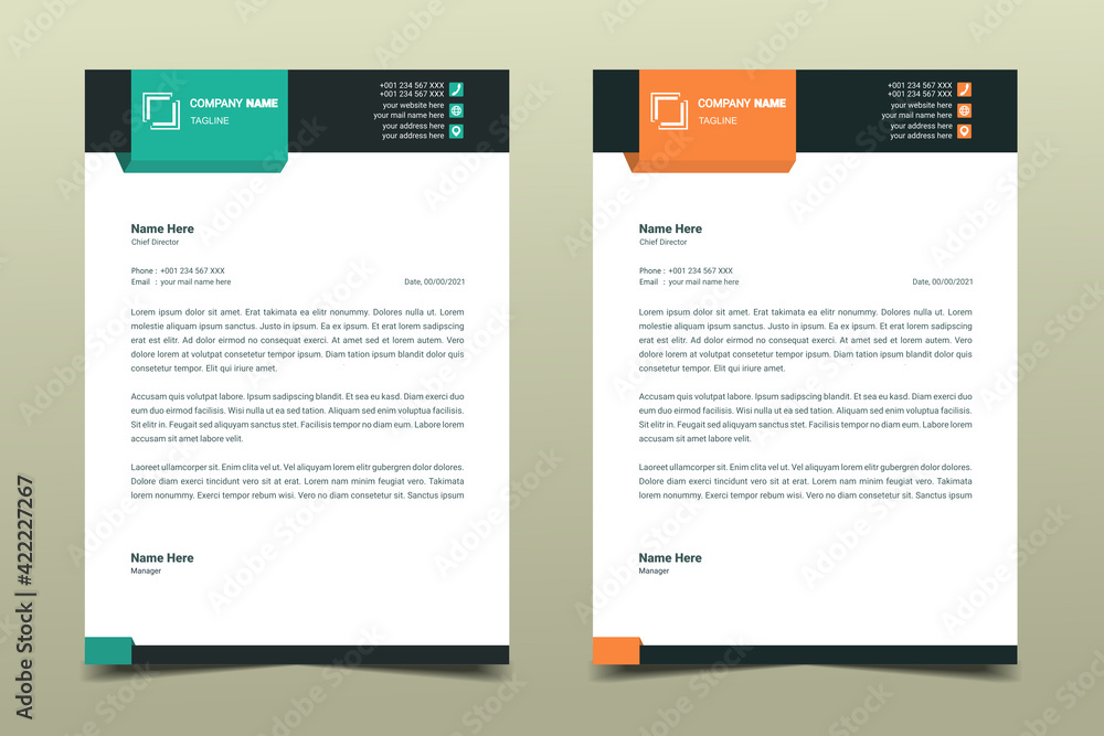 Letterhead design template. Creative, simple and clean modern business A4 letterhead template design. Illustration vector	