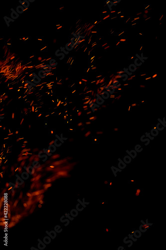 flame fire with sparks on black background