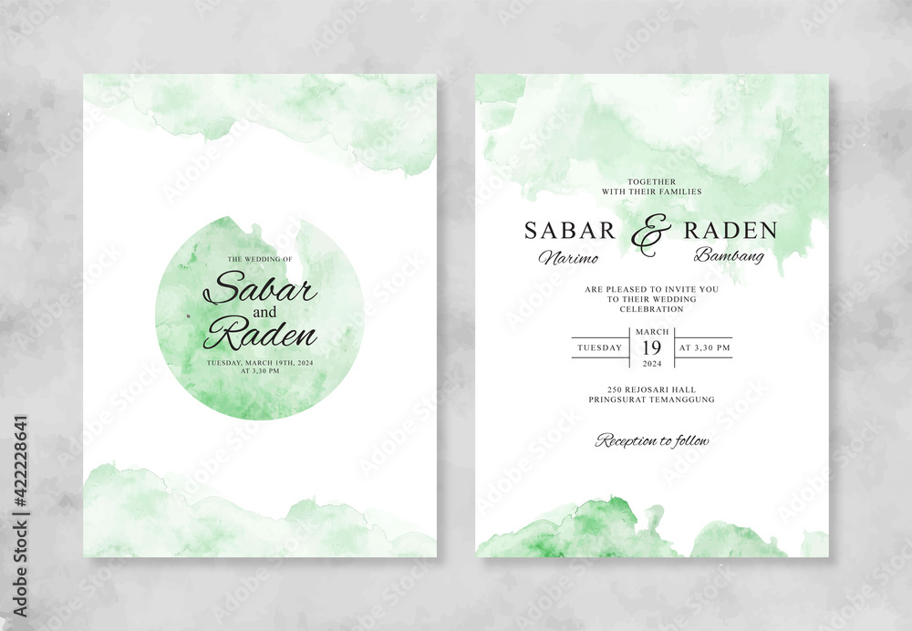 Hand painted watercolor splash for a wedding invitation template