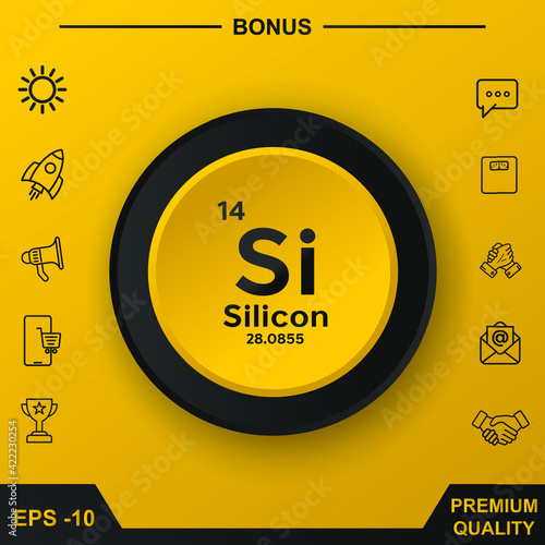 Silicon symbol with yellow button.