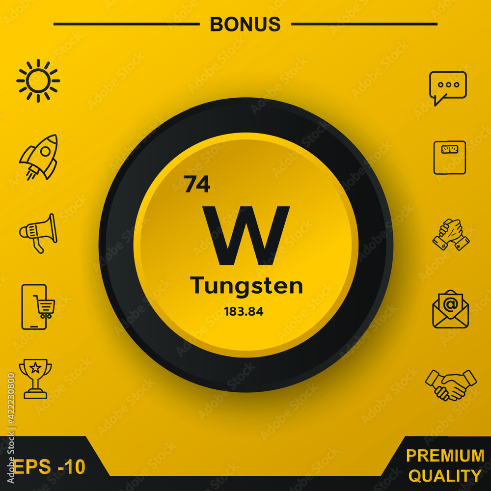 Fototapeta premium Tungsten symbol with yellow button