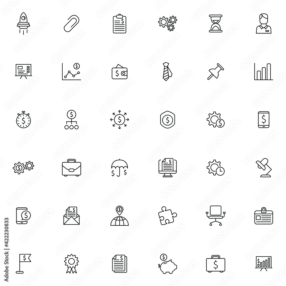 Business and office icons set vector graphic illustration Business and office icons set vector graphic illustration