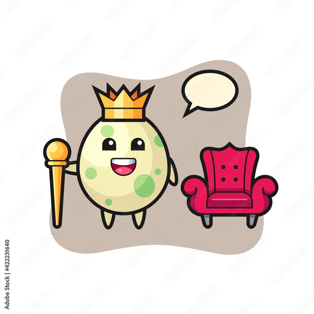 Mascot cartoon of spotted egg as a king Mascot cartoon of spotted egg as a king