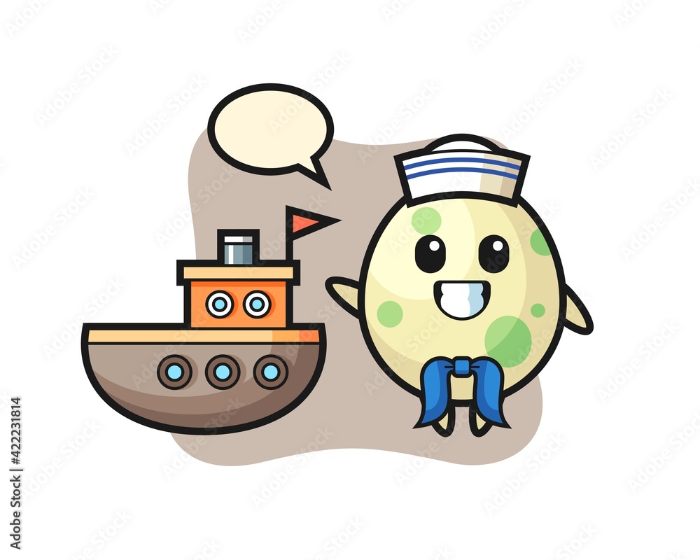 Character mascot of spotted egg as a sailor man