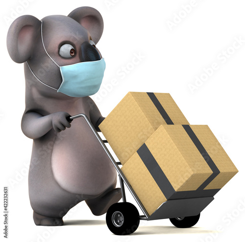 Canvas Print Fun 3D cartoon koala with a mask