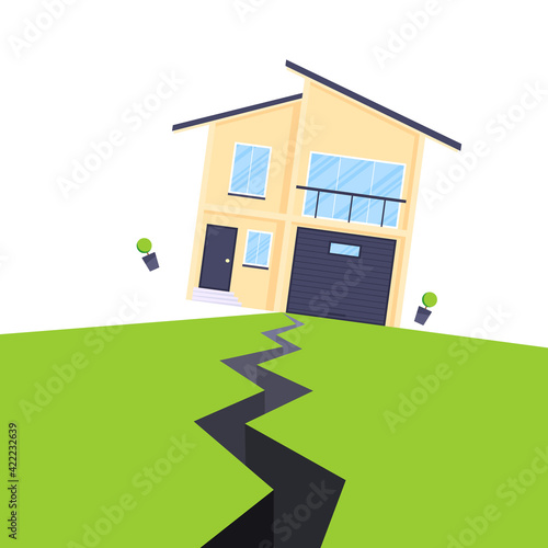 Earthquake house insurance concept flat style vector illustration.