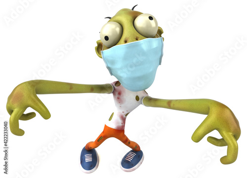 Fun 3D cartoon Zombie with a mask