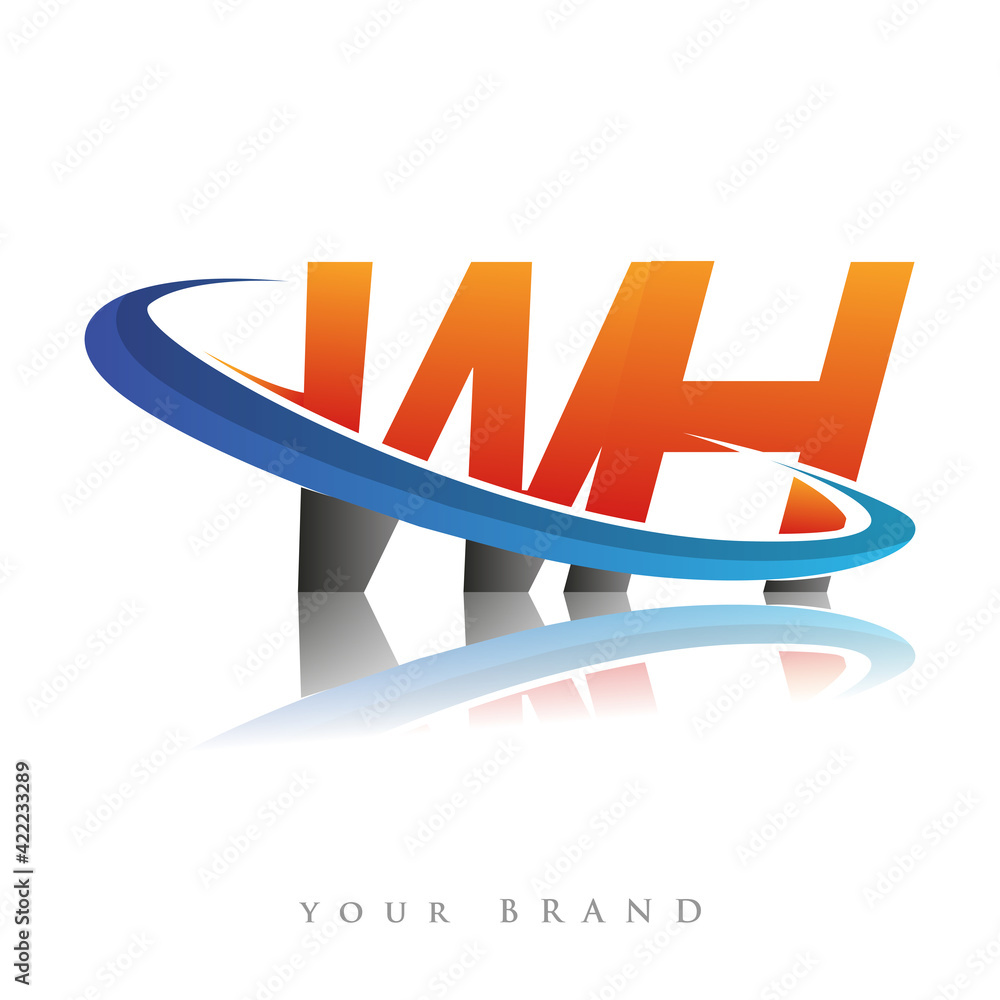 initial logo WH company name colored orange and blue swoosh design ...