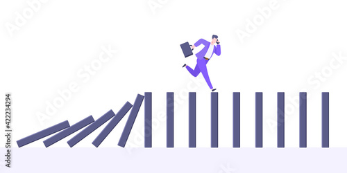 Domino effect or business cowardice metaphor vector illustration concept.