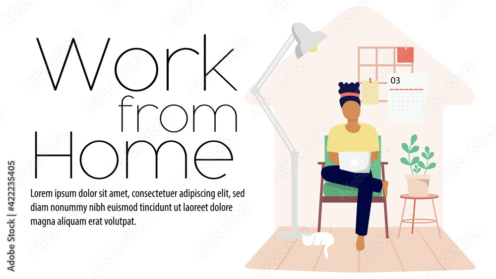 An university student study from home through online laptop computer in minimal vector design. Work from home-online video conference study due to the covid19 outbreak An university student study from home through online laptop computer in minimal vector design. Work from home-online video conference study due to the covid19 outbreak