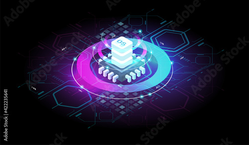 Computation of big data center. internet traffic routing. Energy station concept cloud storage technology. Big data analysis algorithm.