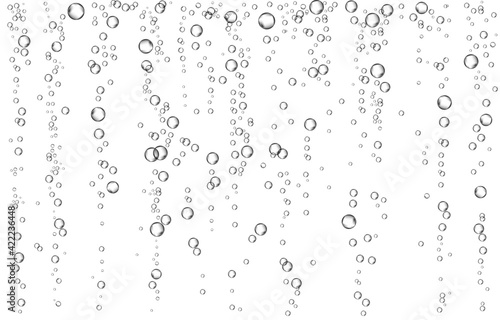Oxygen air bubbles  flow  in water on white  background.