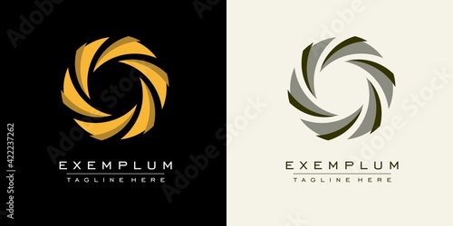 Abstract sign of swirling arrows converging in the center. Template for creating a logo, emblems.