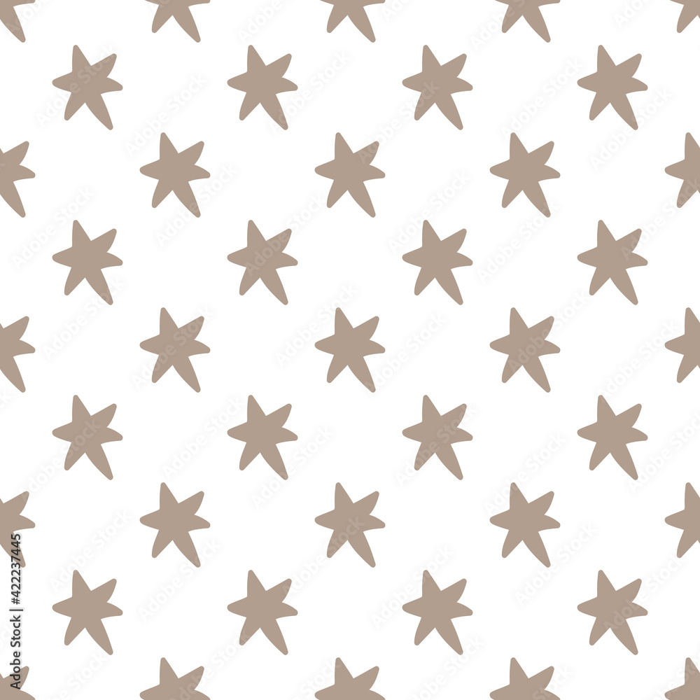 Obraz premium Vector Star Scandinavian seamless pattern retro background. Chaotic elements. Abstract geometric shape texture. Effect of sky. Design template for wallpaper, wrapping, fabric, textile Illustration