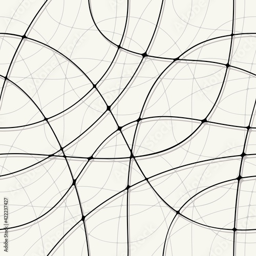 Monochrome abstract seamless pattern. Voluminous intertwining structures, waves. Vector. Design for fabric, print, wallpaper, interior