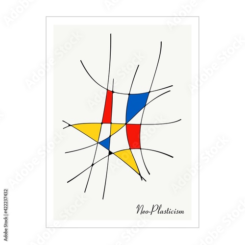 Modern Poster, Artwork inspired postmodern in the style of Neoplasticism, Bauhaus, Mondrian. Perfect for interior design, printing, web design.