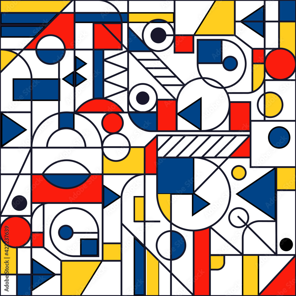 Modern seamless pattern in the style of Neoplasticism, Bauhaus ...