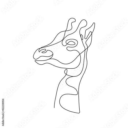 Giraffe Head Continuous One Line Drawing. Giraffe One Line Drawing. Minimalist Contour Safari Animal Illustration. Vector EPS 10.