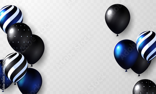balloons black blue celebration frame background. event and holiday poster. singles super sale