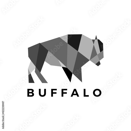 buffalo bison geometric polygonal logo vector icon illustration