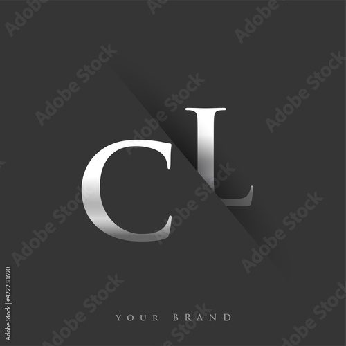 initial logo letter CL for company name, silver color and slash design in black background. vector logotype for business and company identity.