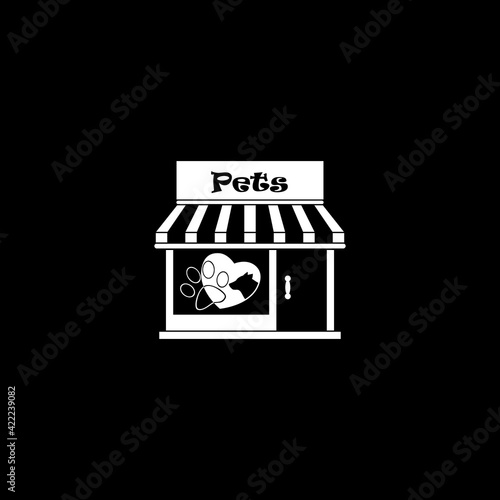 Pet shop icon isolated on dark background