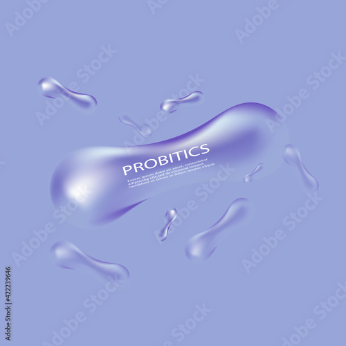 Probiotics Bacteria Vector illustration. Biology, Science background. Microscopic bacteria closeup.