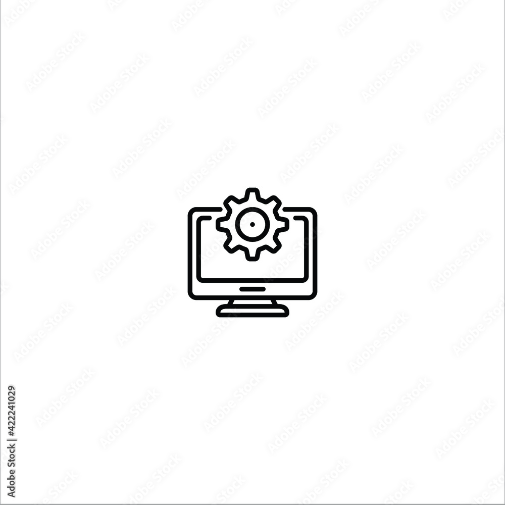 Setting computer , monitor icon- illustration Setting computer , monitor icon- illustration