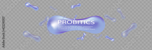 Probiotics Bacteria Vector illustration. Biology, Science background. Microscopic bacteria closeup.