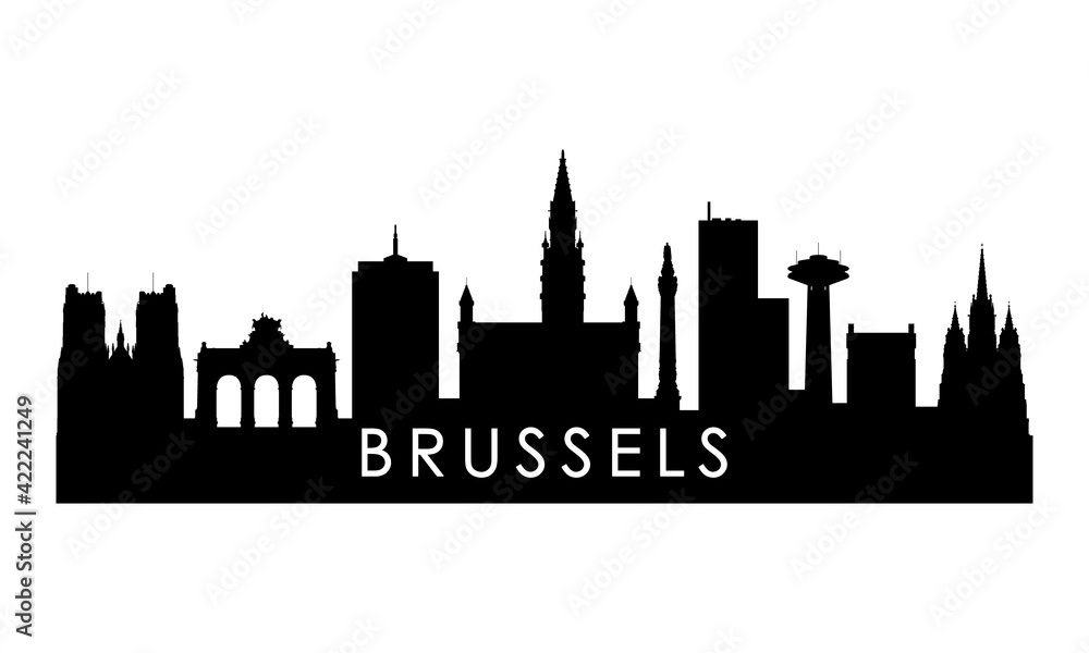 Brussels skyline silhouette. Black Brussels city design isolated on white background.