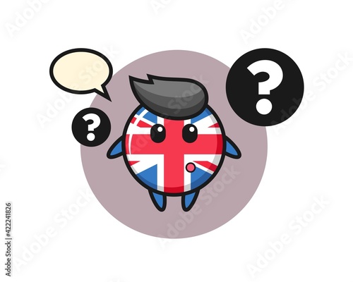 Cartoon illustration of united kingdom flag badge with the question mark