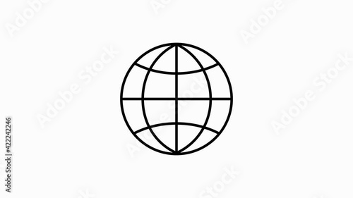 Globe related outline icon on white background. Thin line motion icons for website design and development, app development. Motion graphic.