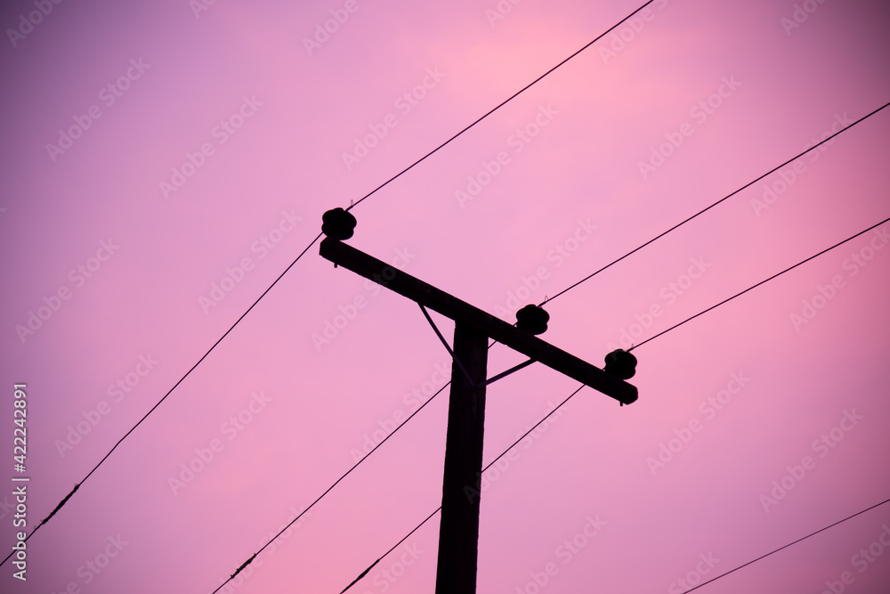 Electric pole on sky background. Stock Photo | Adobe Stock