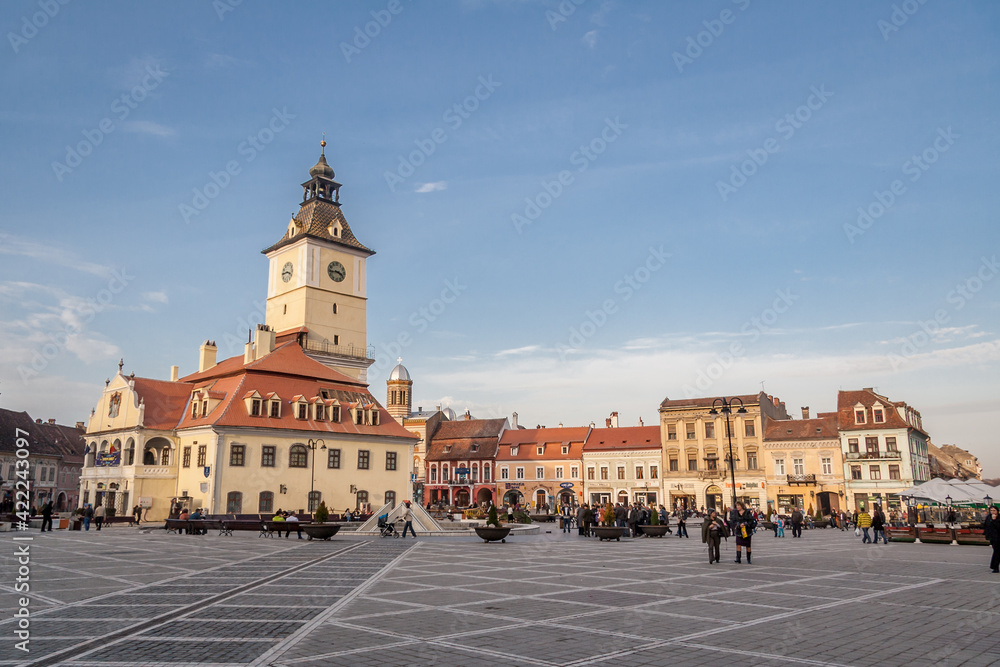 Council Square, the main square of Brasov, Transylvania landmark, Romania