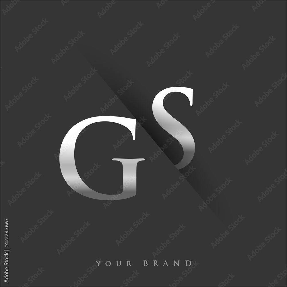 initial logo letter GS for company name, silver color and slash design ...
