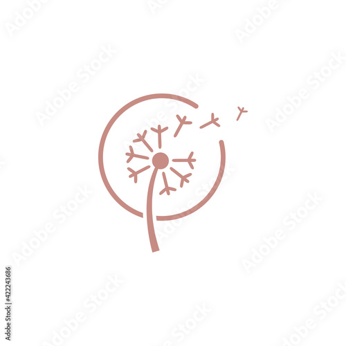 Illustration flying flowers dandelion sign abstract vector nature logo design template