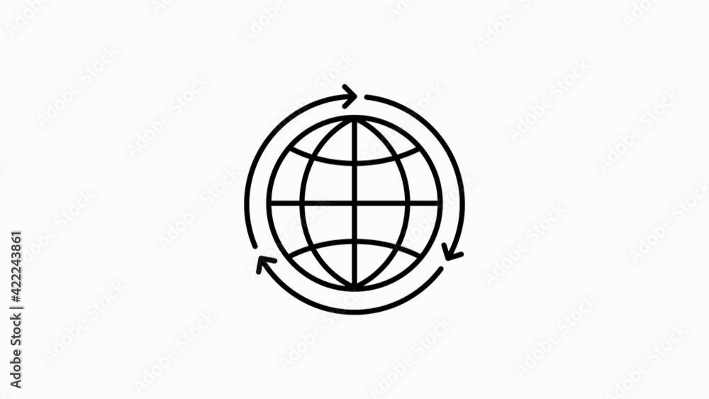 Globe related outline icon on white background. Thin line motion icons for website design and development, app development. Motion graphic. Globe related outline icon on white background. Thin line motion icons for website design and development, app development. Motion graphic.