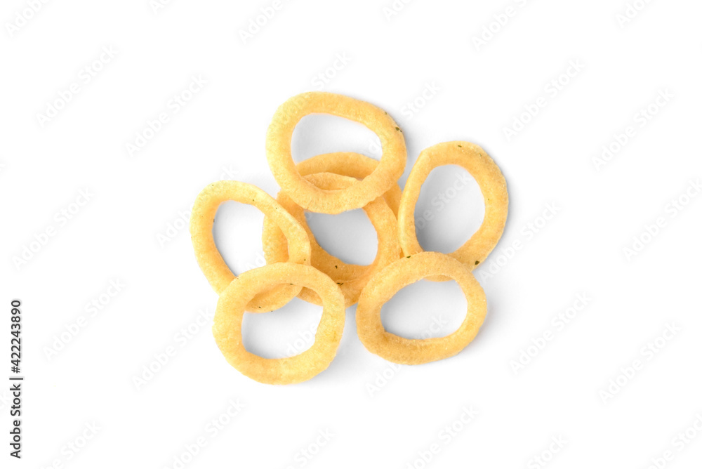 Onion rings isolated on white background.