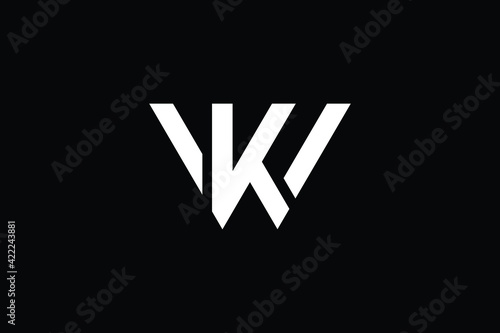 WK logo letter design on luxury background. KW logo monogram initials letter concept. WK icon logo design. KW elegant and Professional letter icon design on black background. W K KW WK