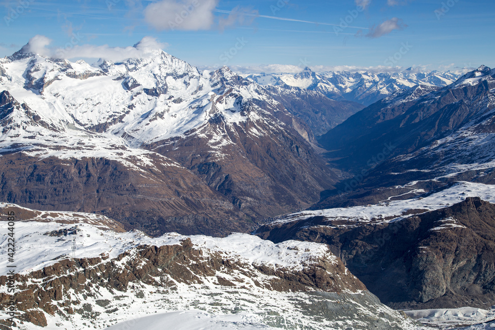 View from Klein Matterhorn in the Swiss Alps