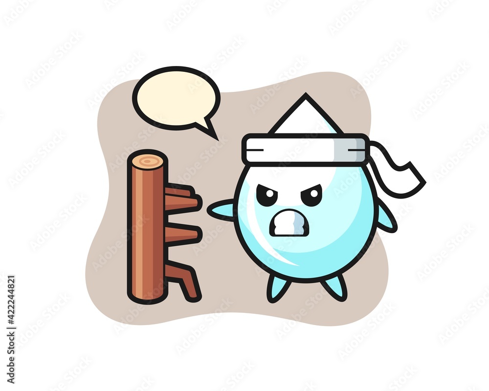 Naklejka premium milk drop cartoon illustration as a karate fighter