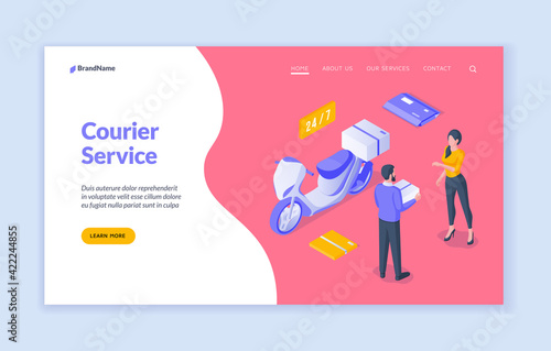 Vector banner with contemporary courier service advertisement